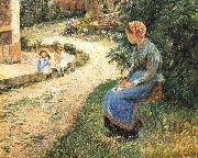 Camille Pissarro Sitting in the garden of the maids oil on canvas